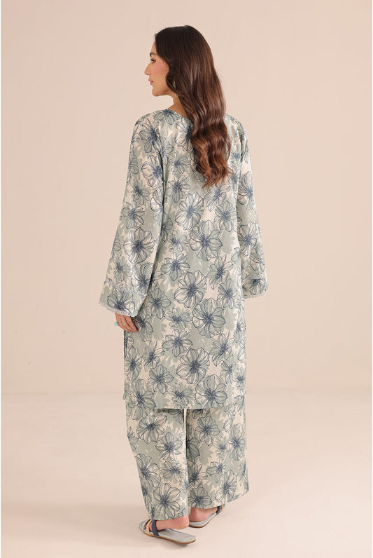 2 Piece Stitched Printed Cotton Lawn Suit - Ready to Wear