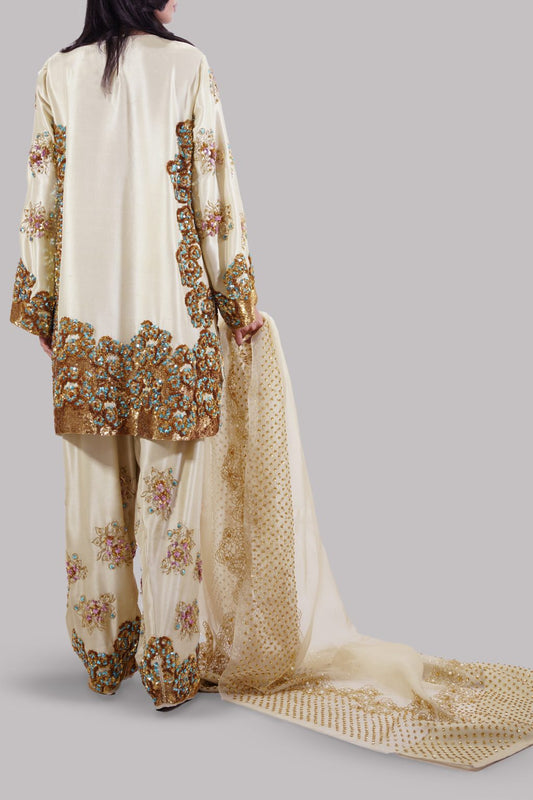 3 Piece Stitched Raw silk suit - Ready to Wear