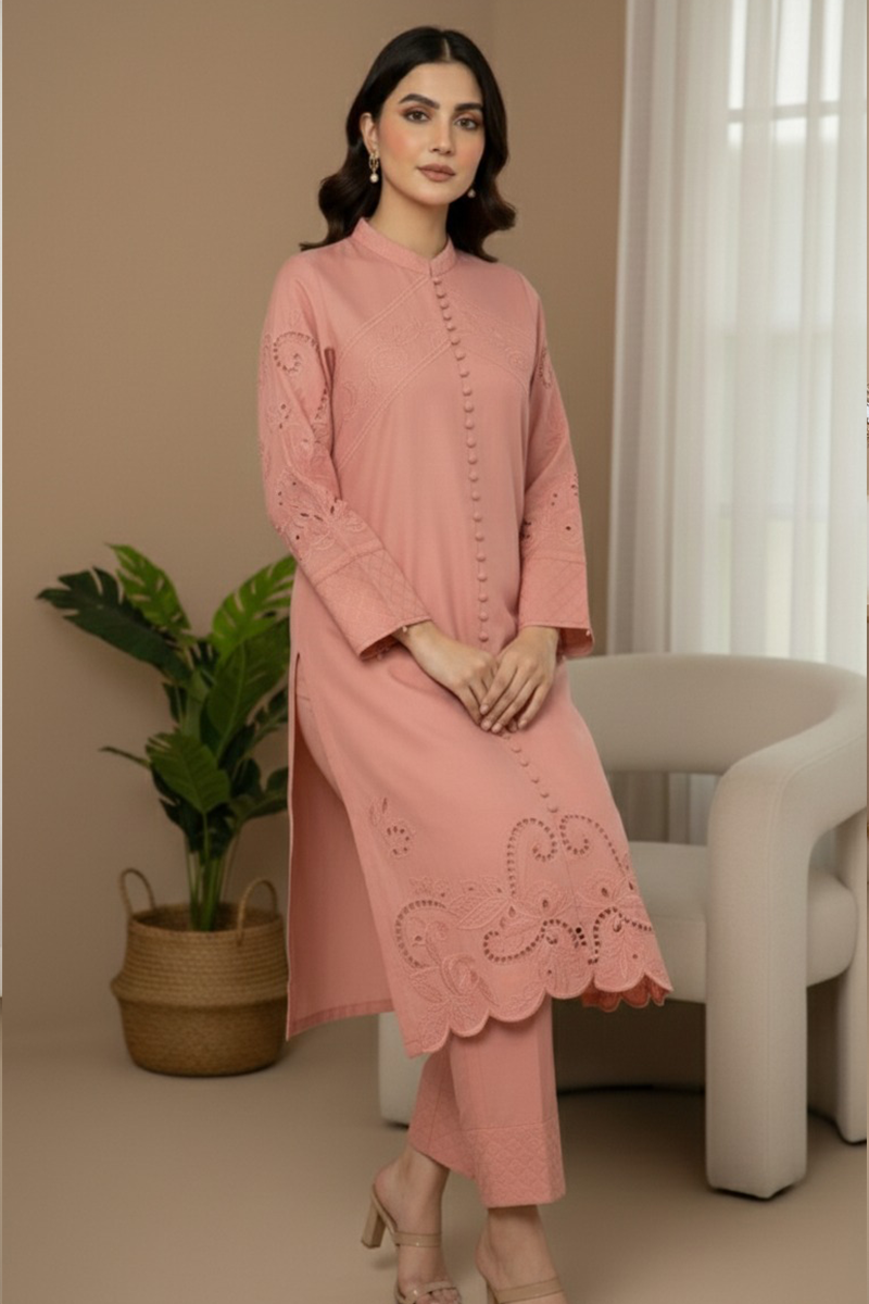 02-Piece Cutwork Khaddi Silk - Ready To Wear