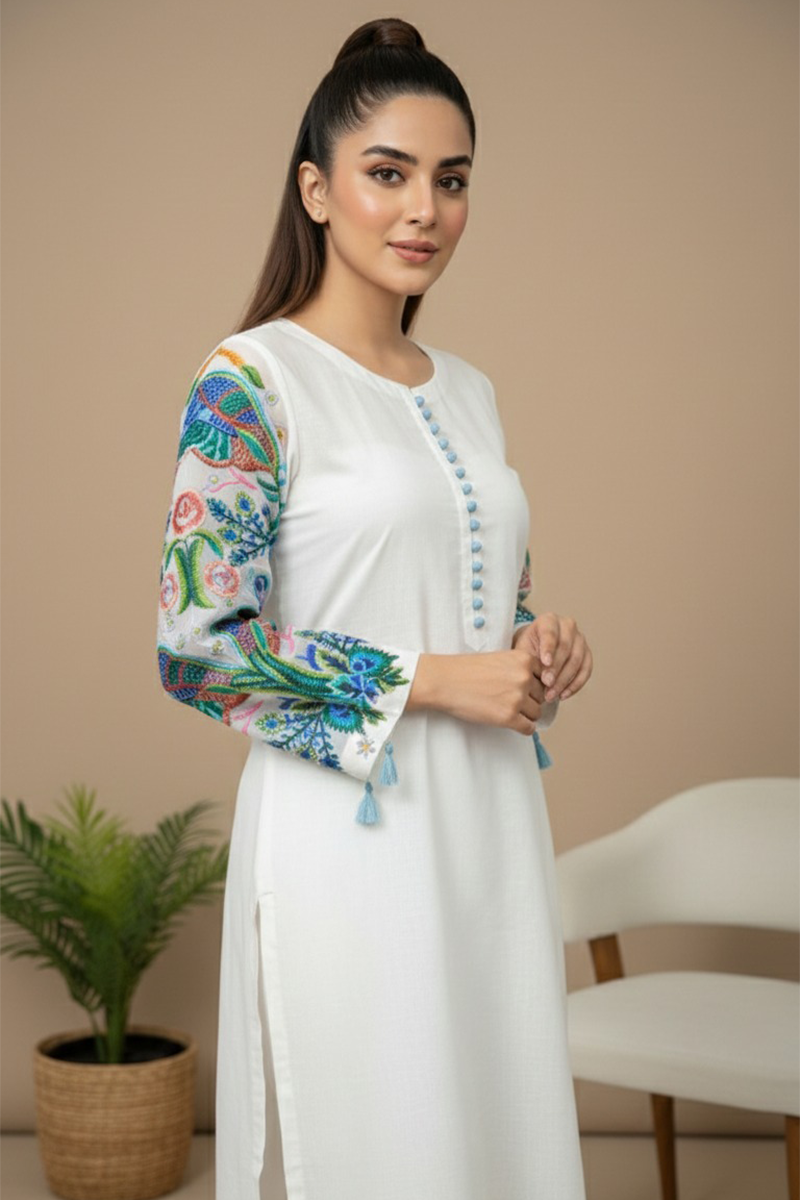 03-Piece Formal Peacock Embroidery Rawsilk - Ready To Wear