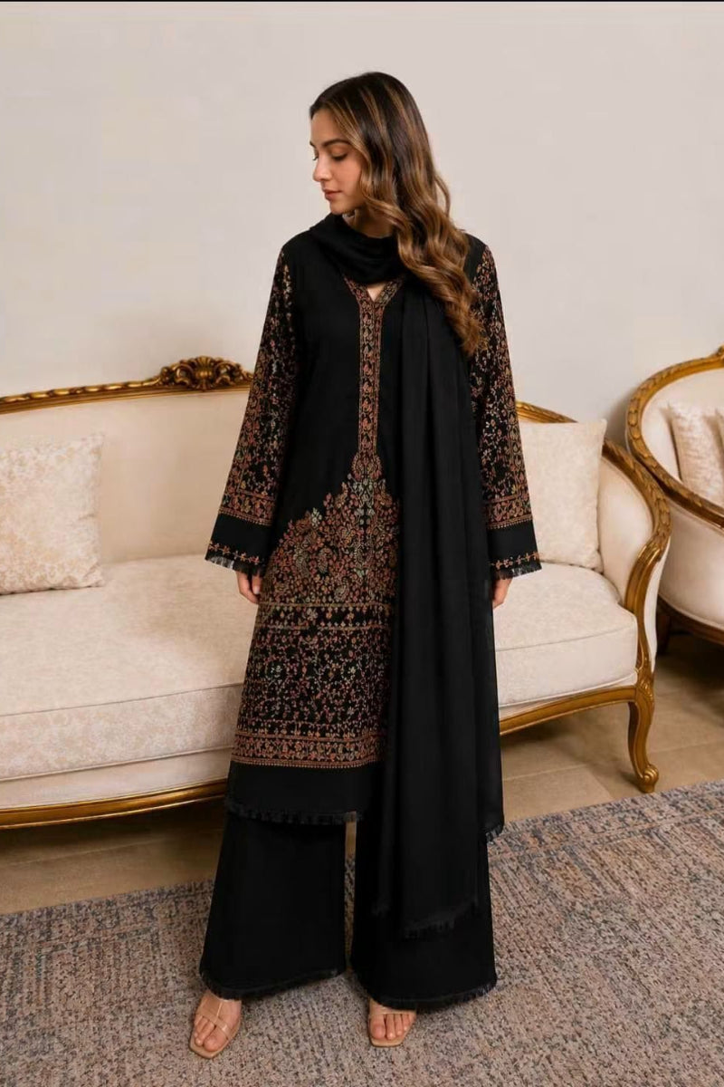 Traditional Pashmina Hand Work 3-Piece Suit | Ready-to-Wear
