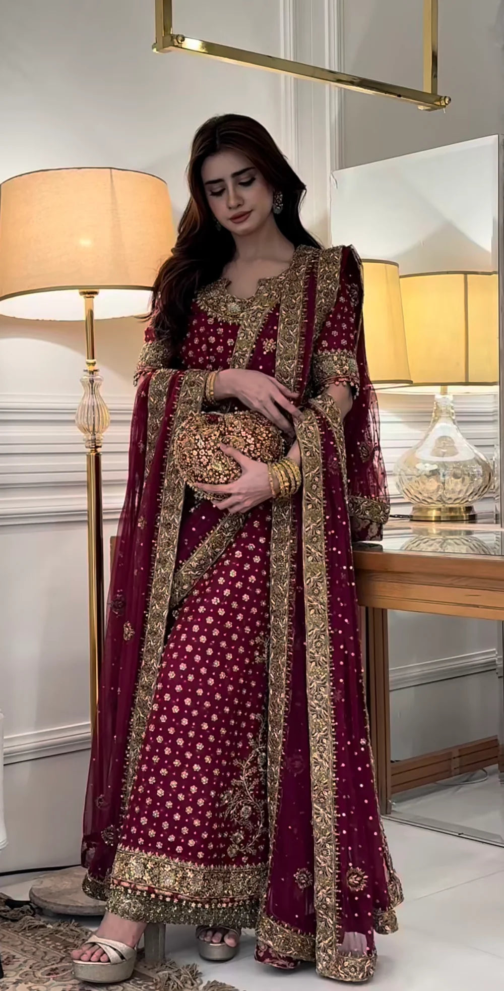 3 Piece Stitched Chiffon Bridal Suit - Ready to Wear