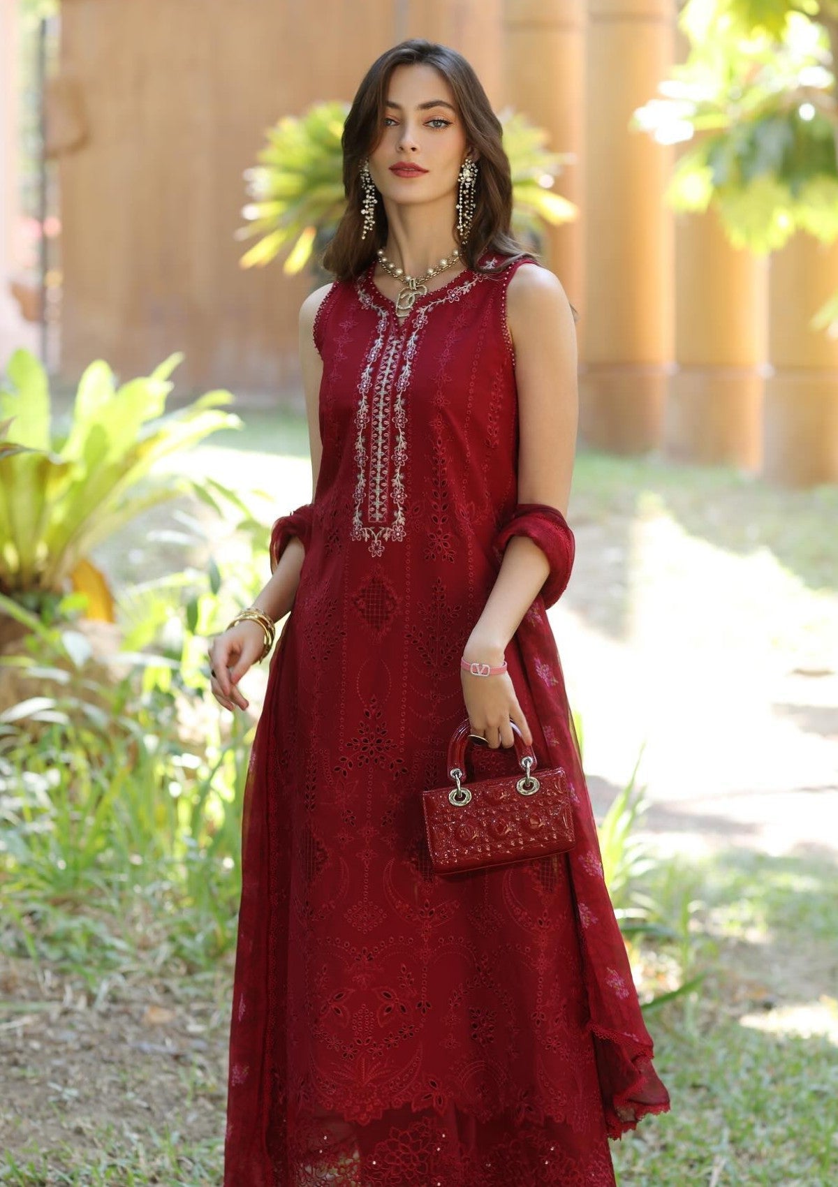 03-Piece Embroidered Lawn Suit With Chiffon Dupatta | Ready To Wear