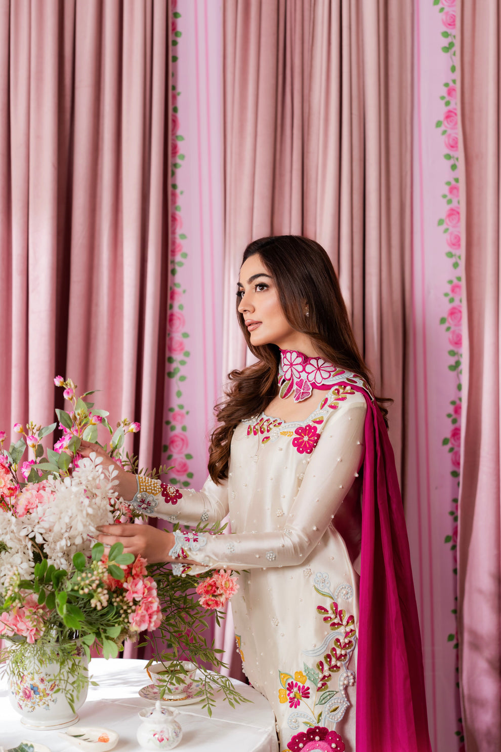 Luxe Silk Embroidered 3-Piece Suit | Ready to Wear