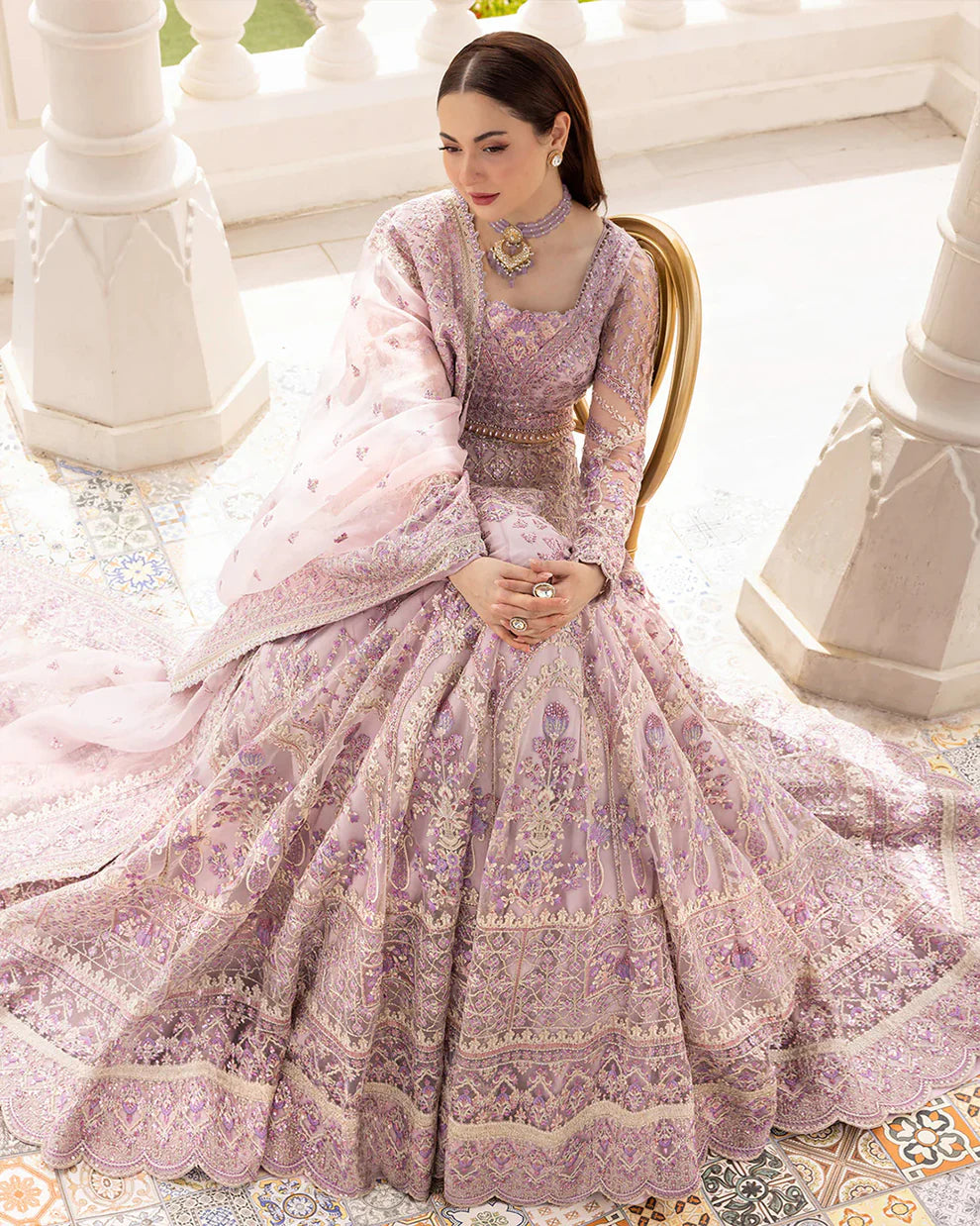 03-Piece Heavy Embroidered Pishwas With Organza Dupatta - Ready To Wear