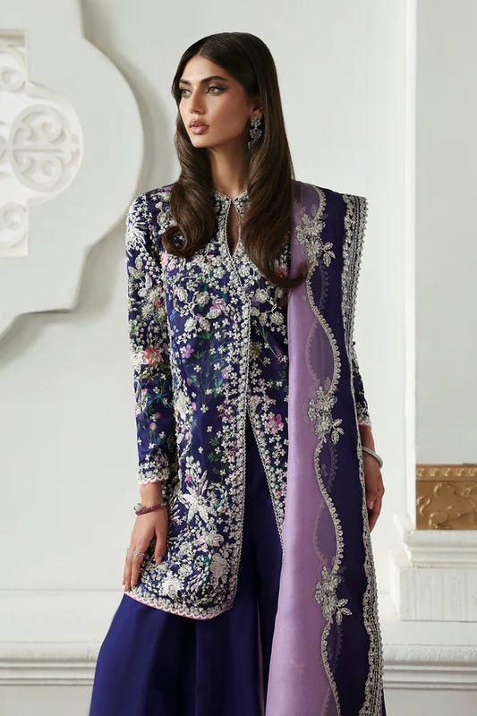 03- Piece Stitched Floral Printed Silk Suit - Ready To Wear