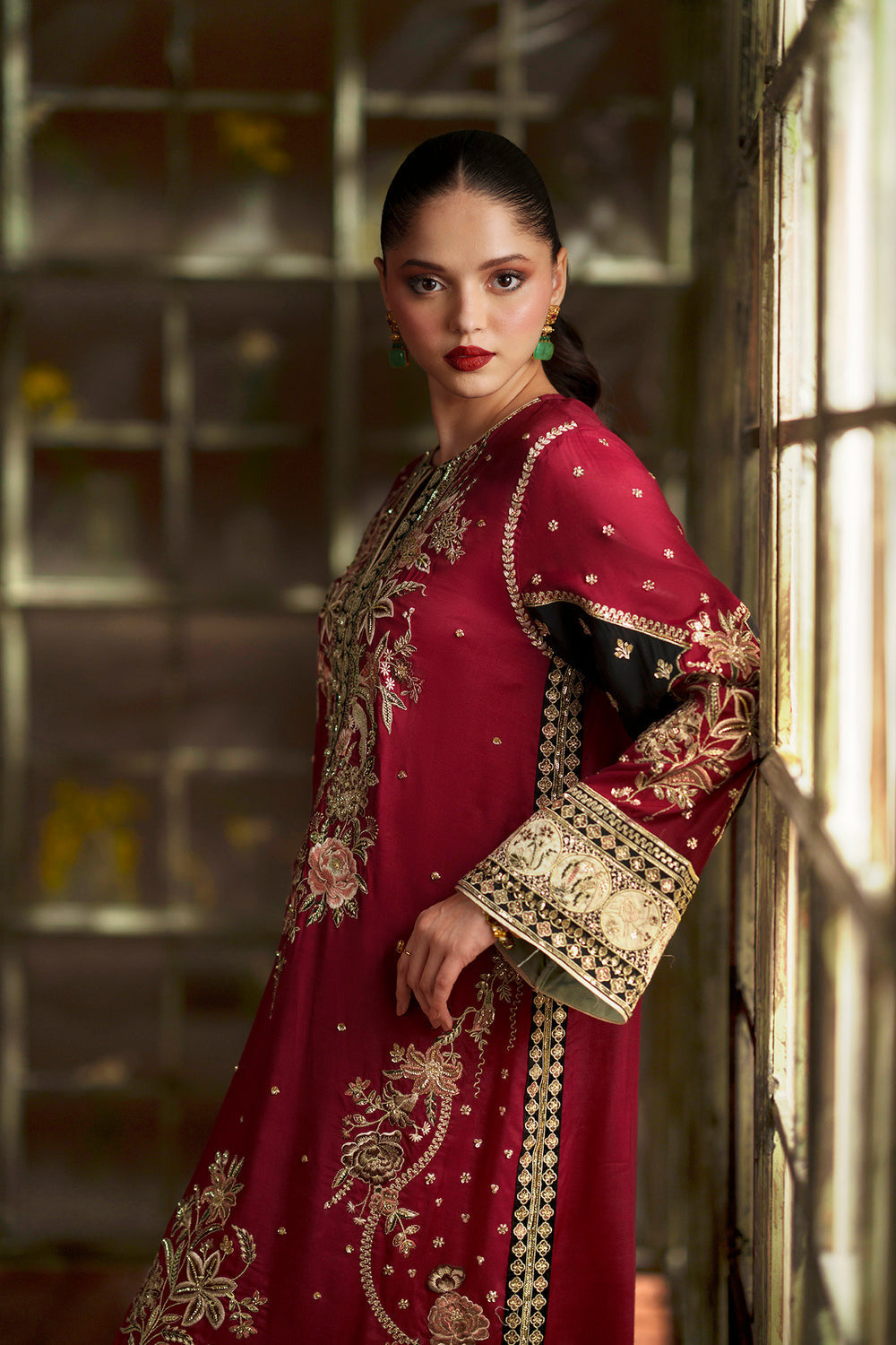 Red Royale – Luxury Embroidered Rawsilk Kaftan | Ready To Wear