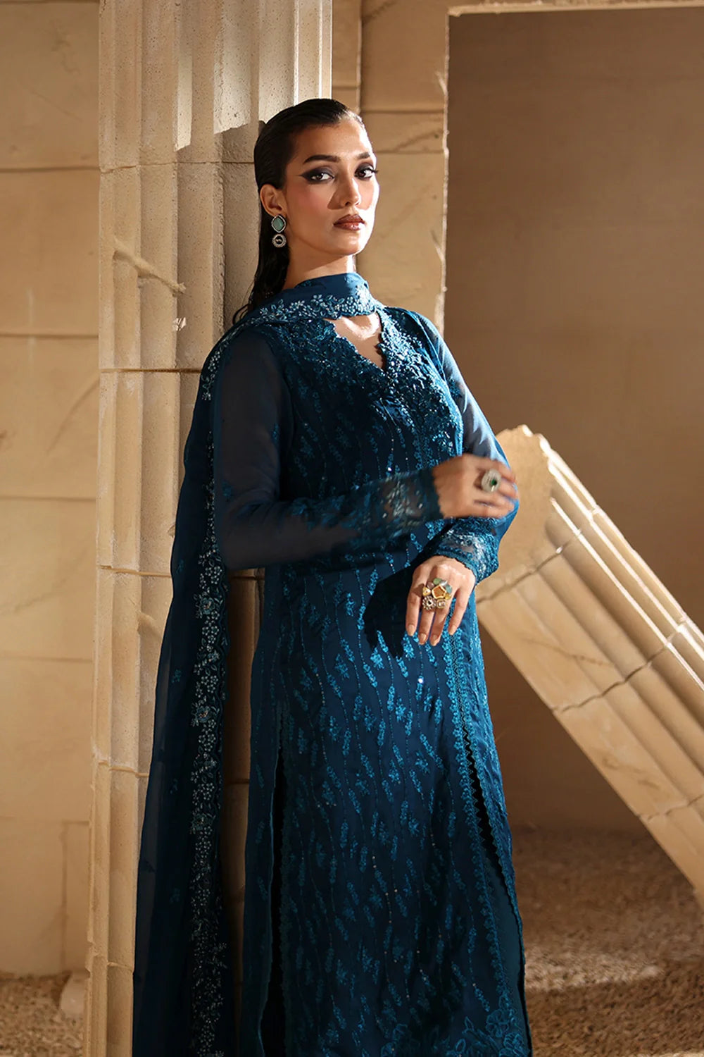 3 Piece Chiffon Suit With Chiffon Dupatta | Ready To Wear
