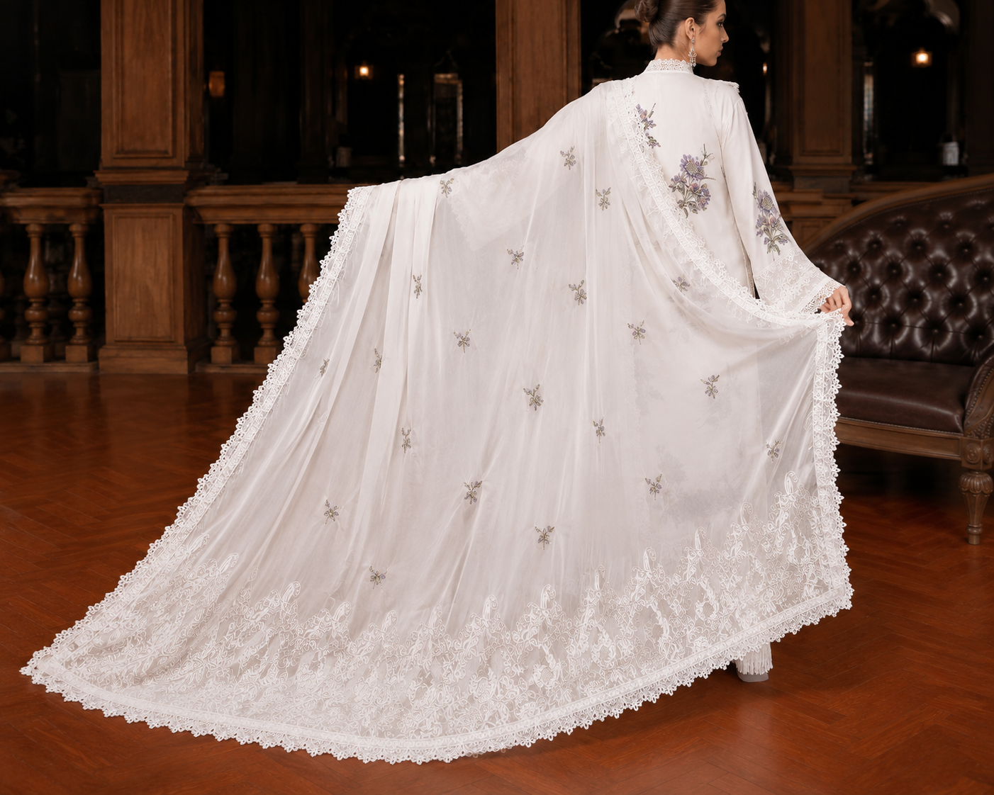 3-Piece Sheesha Silk Twin Sequined Embroidered Suit with Pallu Dupatta | Ready to Wear
