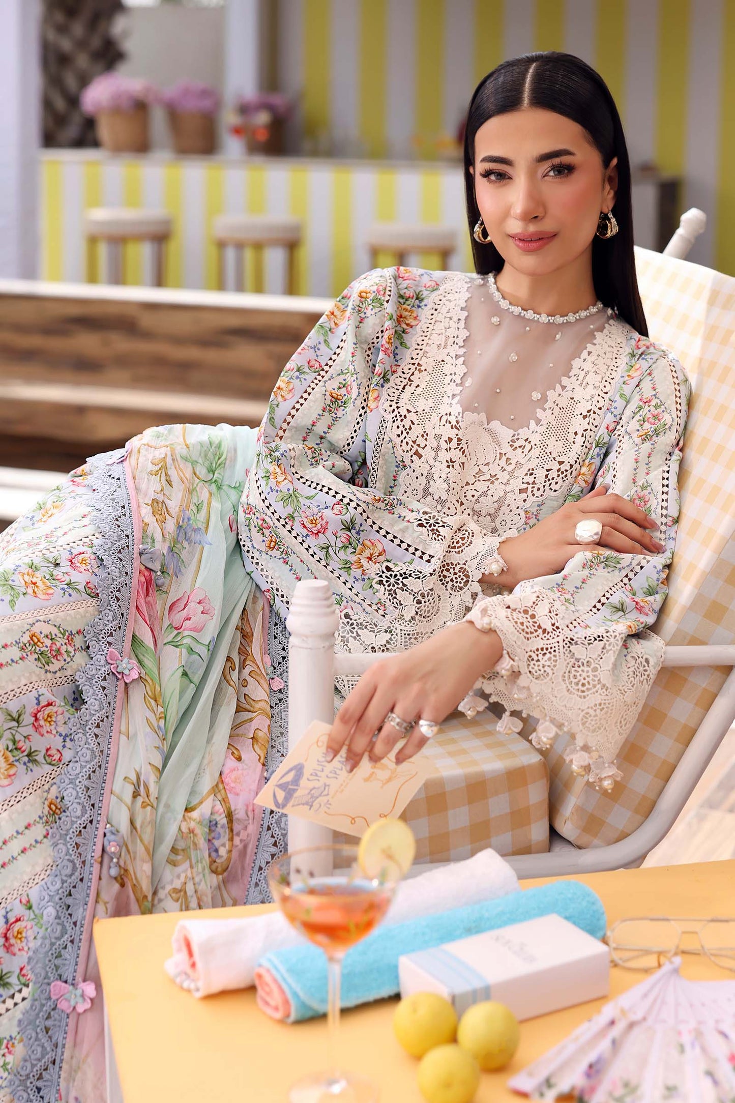 3 Piece Printed Lawn Suit With Chiffon Dupatta | Ready To Wear