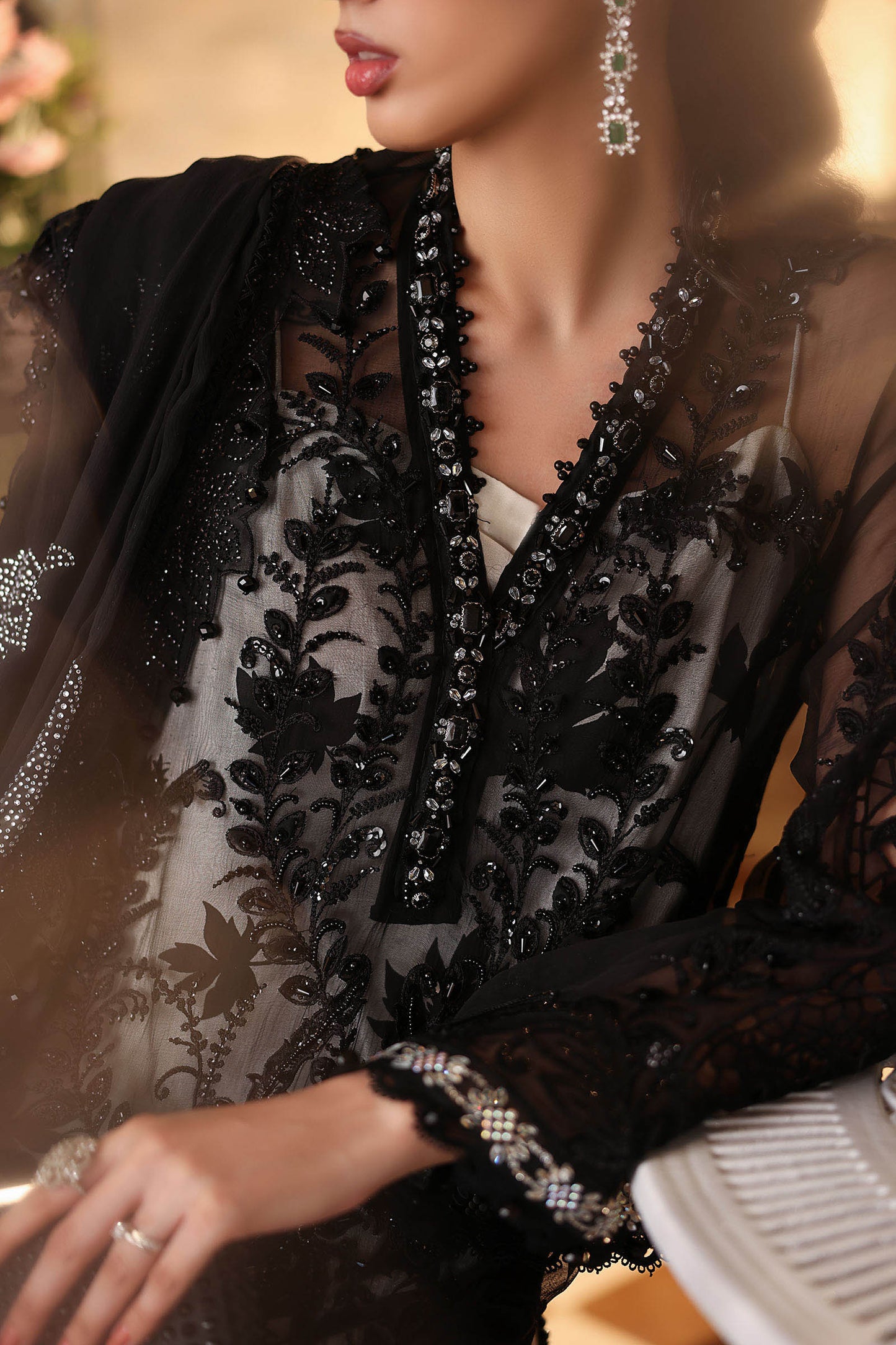 03-Piece Chiffon Suit With Heavy Embroidery - Ready To Wear