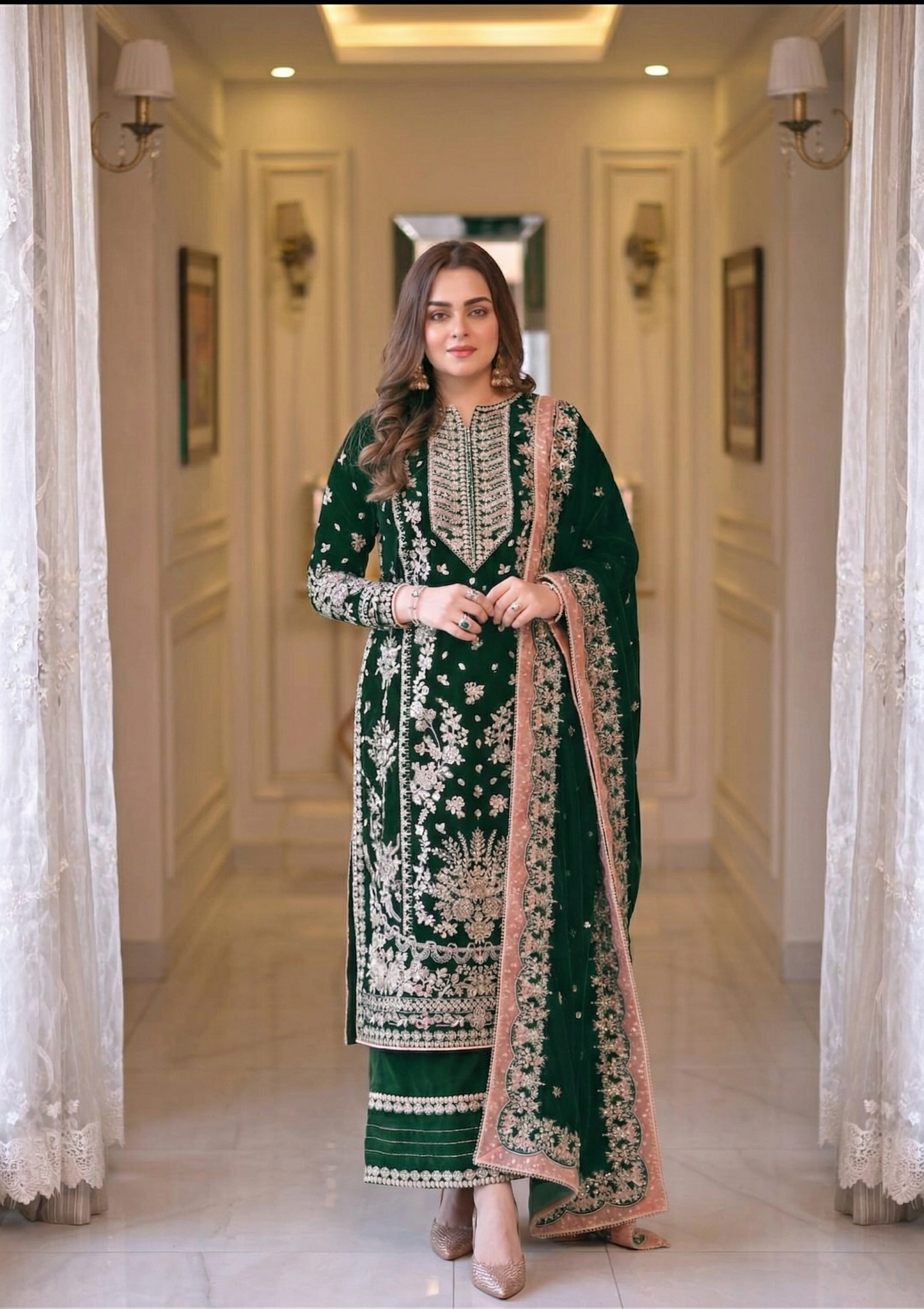 03-Piece Chiffon Suit With Heavy Embroidery - Ready To Wear