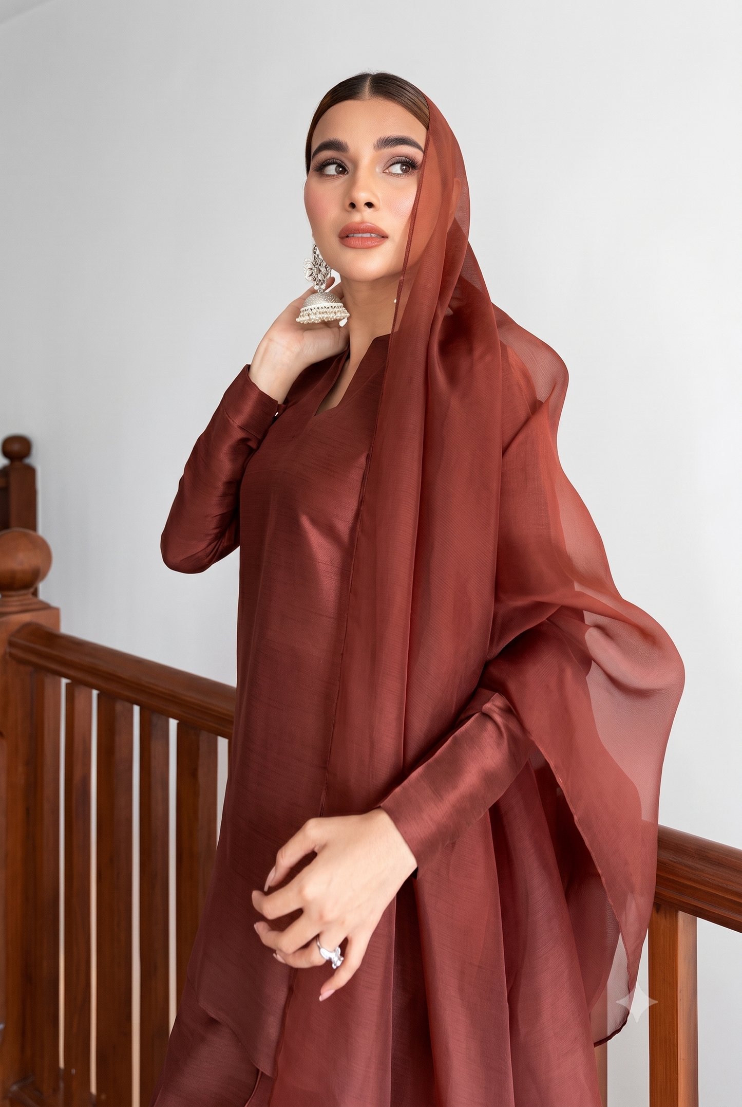 03-Piece Korean Silk Suit With Organza Dupatta | Ready To Wear