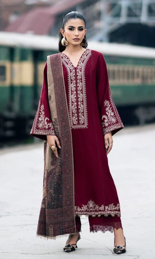 3 Piece Stitched Dhanak Dress - Ready to Wear
