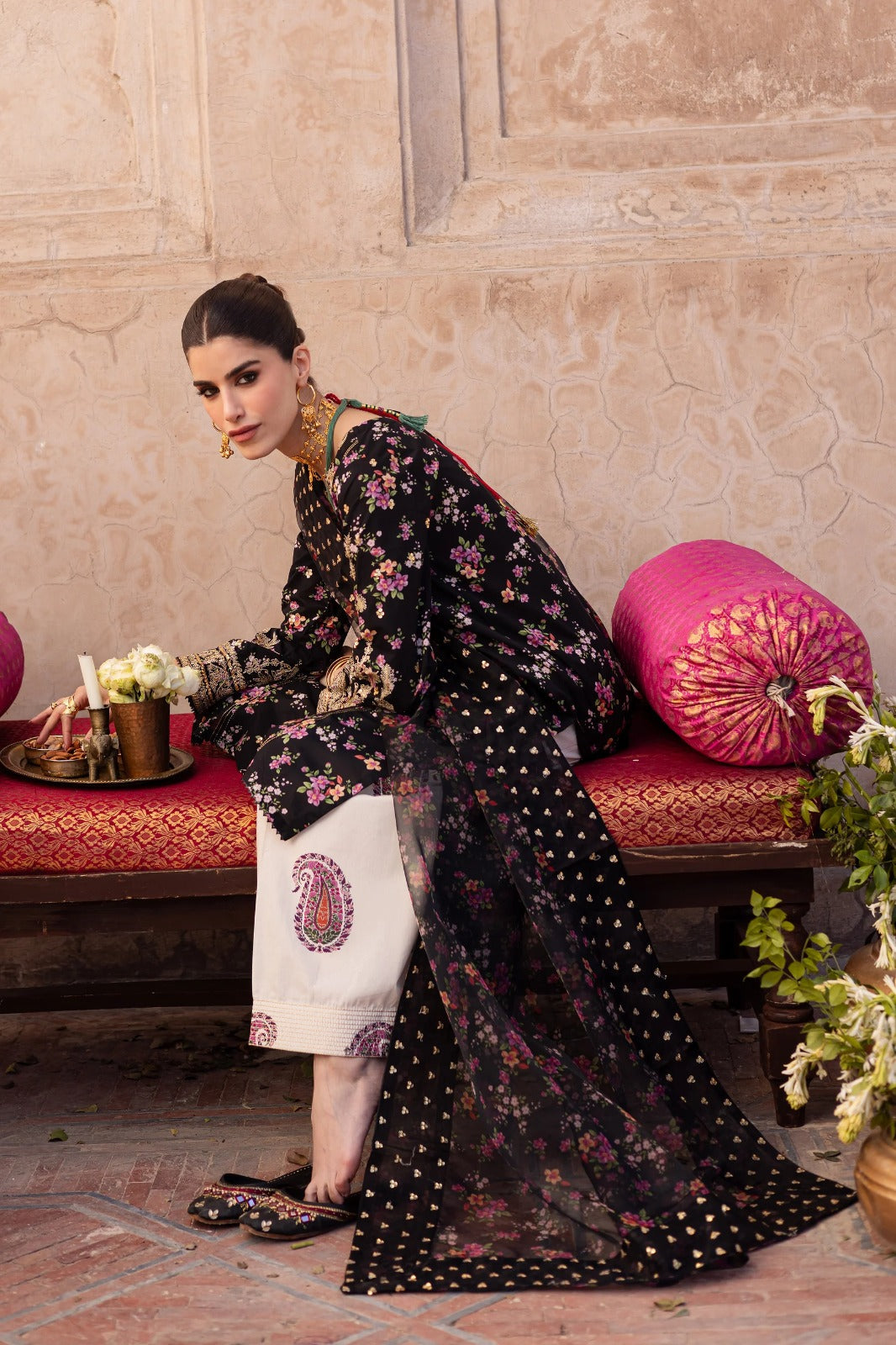 3 Piece Stitched Silk Dress - Ready To Wear