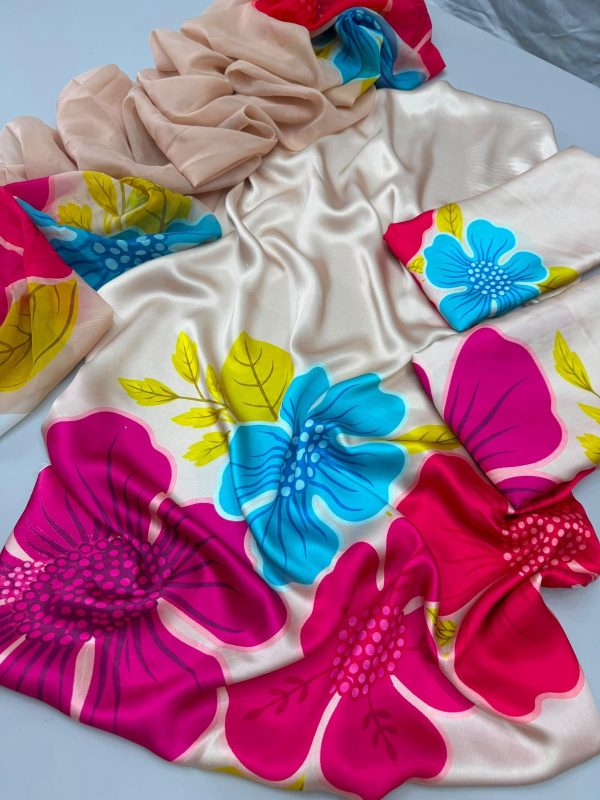 Pastels Digital Printed Silk With Silk Dupatta | Ready To Wear