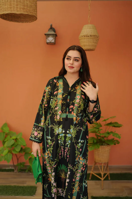 03-Piece Printed Silk Suit | Ready To Wear