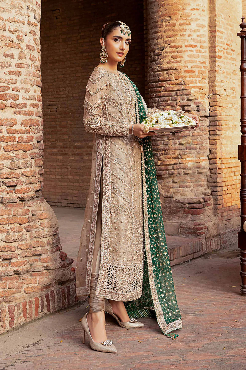 03-Piece Organza Suit With Embroidery - Ready To Wear