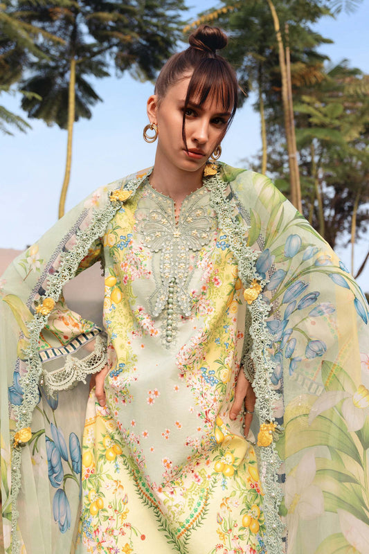 03-Piece Printed Lawn Suit With Embroidery - Ready To Wear