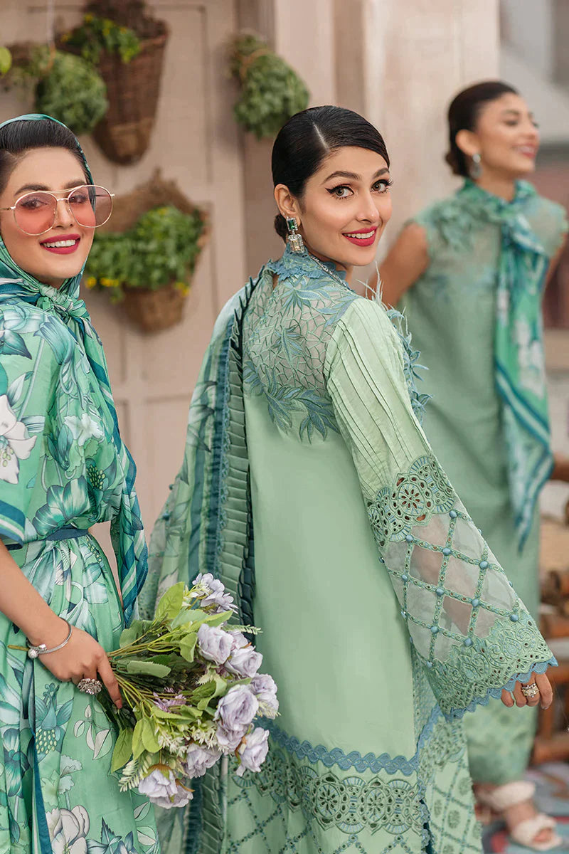 3PC CHIKNKARI LAWN SUIT WITH DIGITAL PRINT SILK DUPATTA