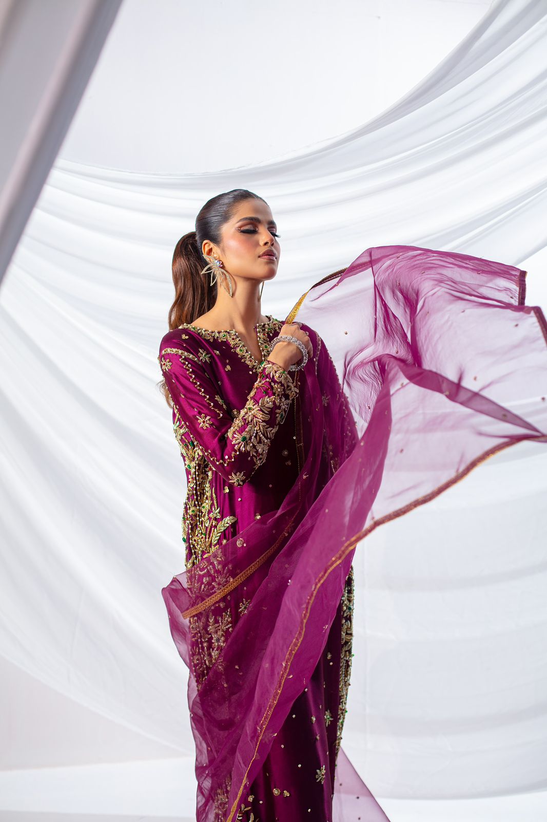 3 Piece Expressive Magenta Raw Silk- Ready to Wear