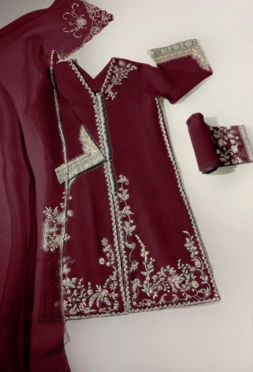 3 Piece Stitched Embroidery Dress - Ready To Wear