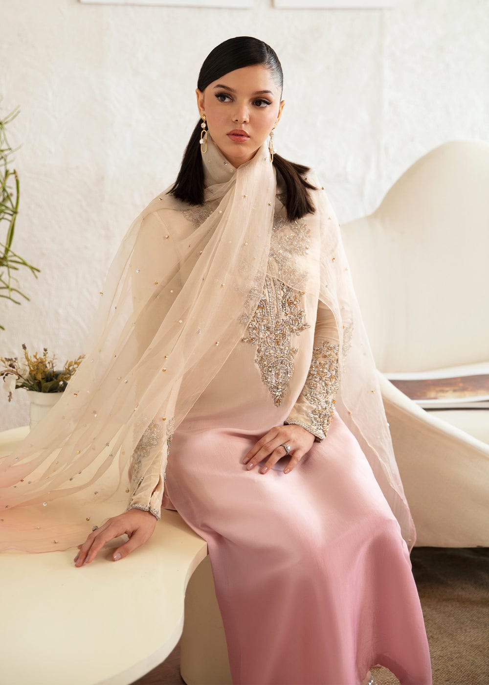 3 Piece Stitched Silk Dress - Ready To Wear