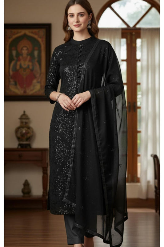 3 Piece Stitched Chiffon Dress - Ready To Wear