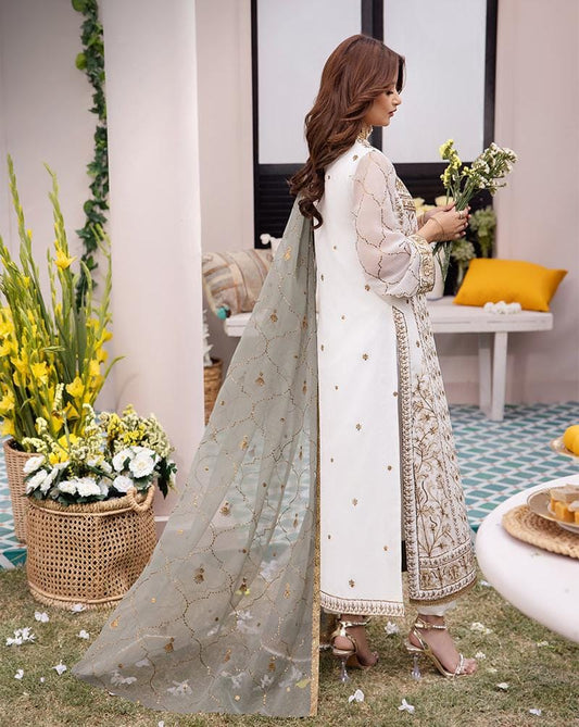 3 Piece Stitched Chiffon Embroidery Dress - Ready To Wear