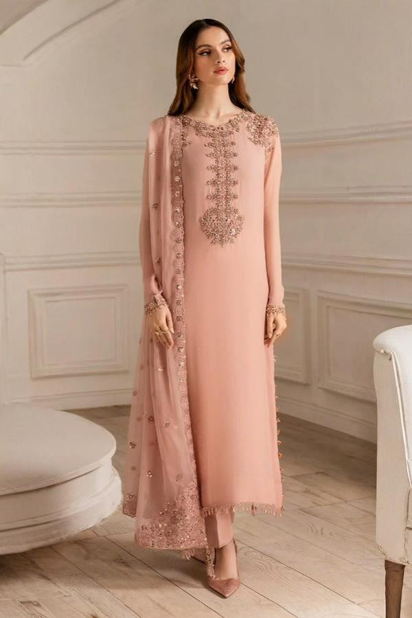 3 Piece Stitched Chiffon Dress - Ready To Wear