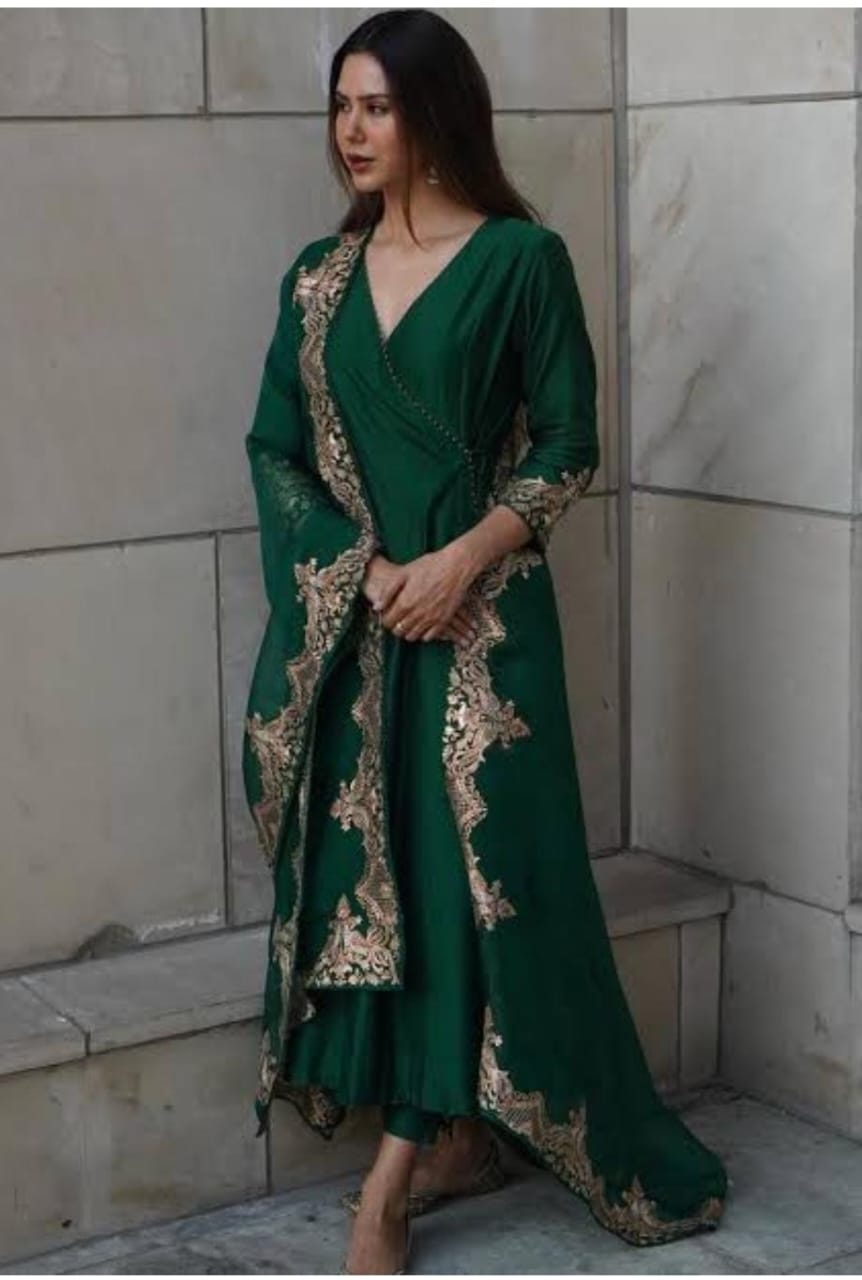 03-Piece Luxury Raw Silk Dress Ready To Wear