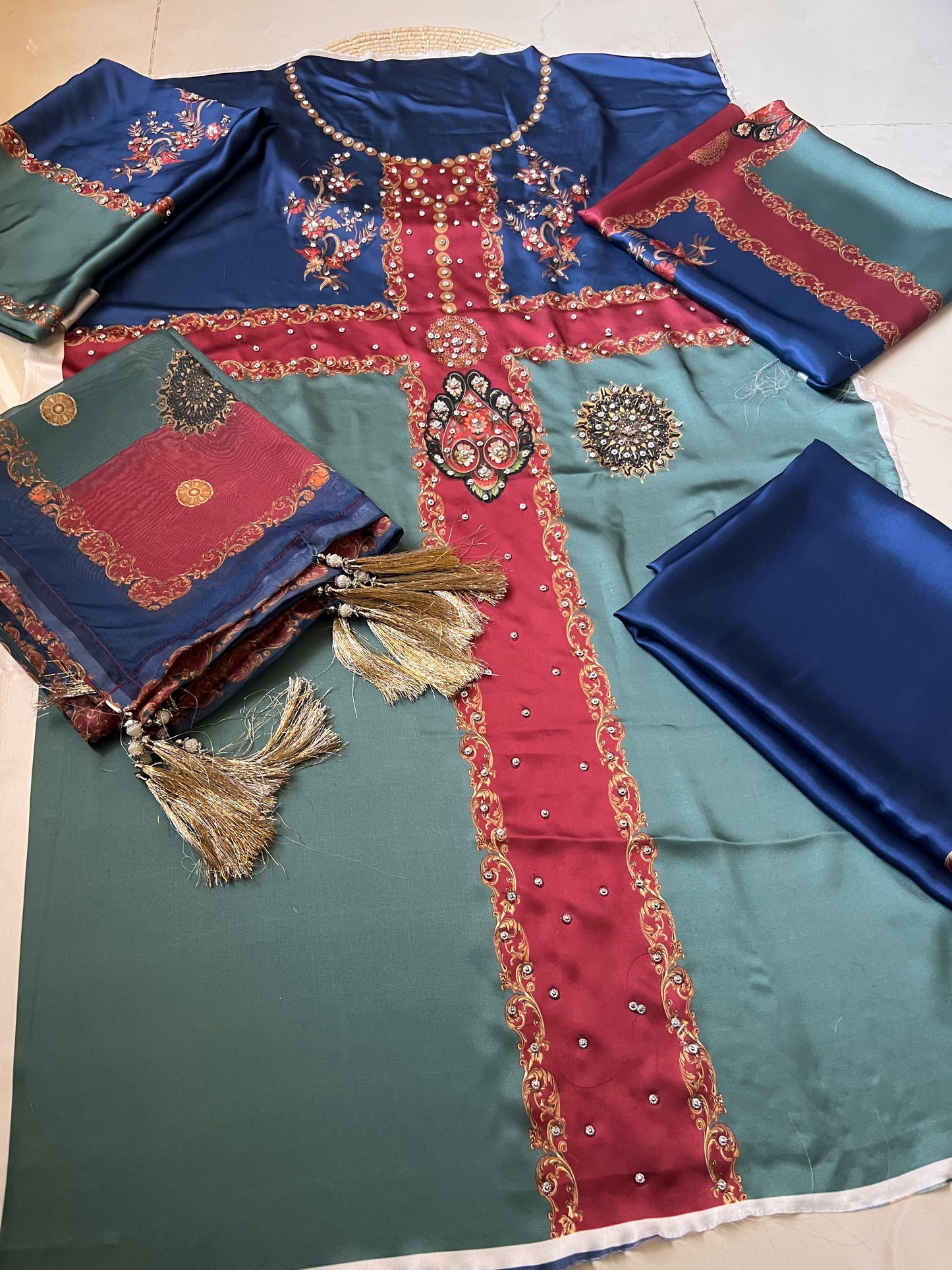 03-Piece Digital Printed Silk - Ready To Wear