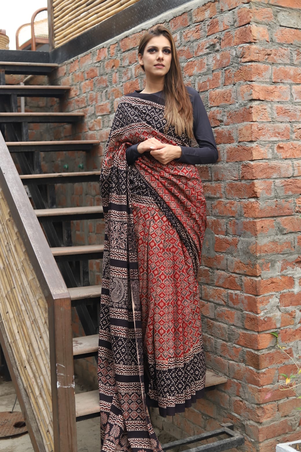 Ajrak Organic Print Saree