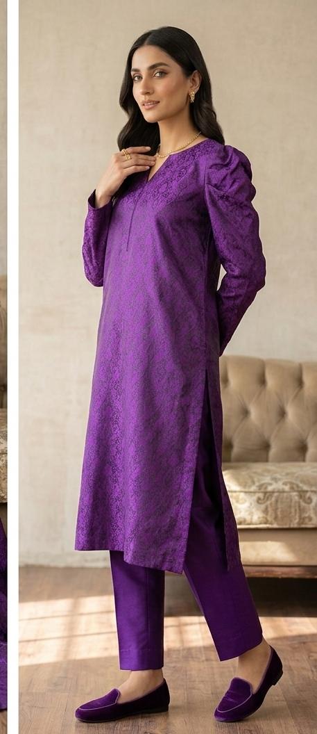 03-Piece Jamawar Suit With Khaddi Net Dupatta - Ready To Wear