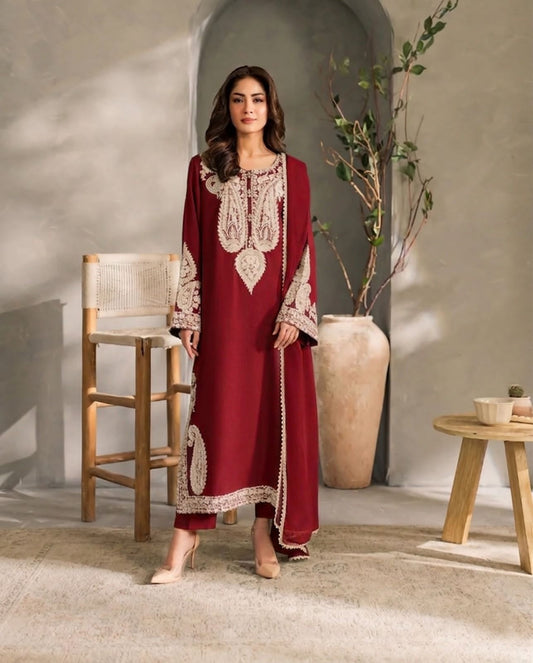 03-Piece Lawn Suit With Embroidery - Ready To Wear