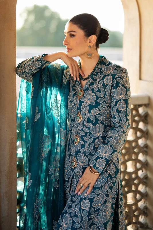 03-Piece Embroidered Lawn Suit With Chiffon Dupatta | Ready To Wear