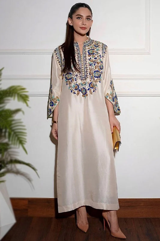 03-Piece Raw Silk Suit With Organza Dupatta | Ready To Wear