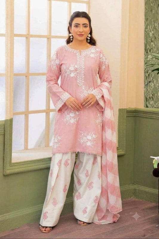 3 piece Lawn Suit With Monark Dupatta | Ready To Wear