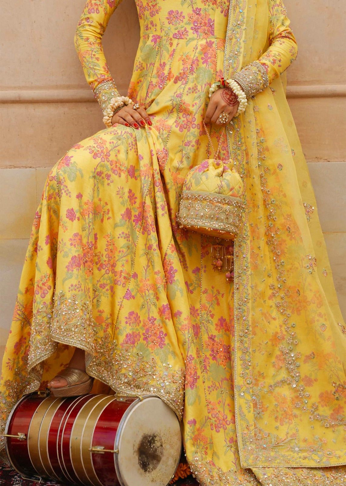 3-Piece Luxury Shamooz Silk Pallu Style Suit with Handcrafted Adda Work | Ready to Wear