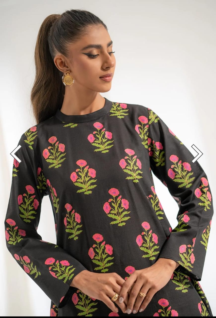 2 PC Stitched Screen Printed Suit - Ready to Wear