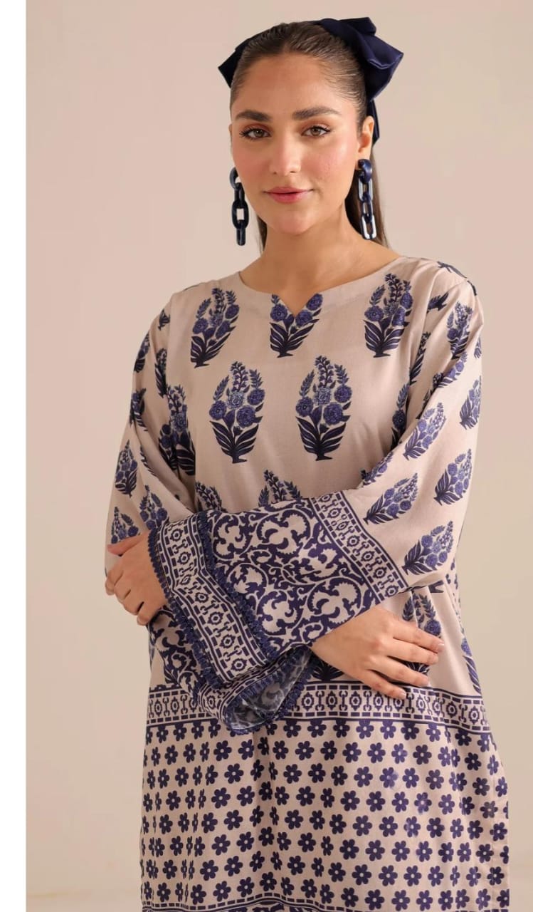 2 Piece Stitched Printed Cotton Lawn Suit - Ready to Wear