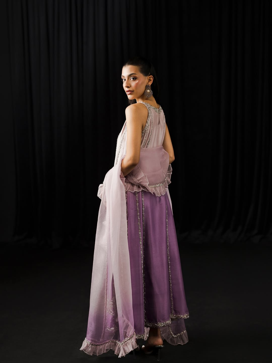 Shamoze Silk Digital Print & Embroidered 3 Piece Dress