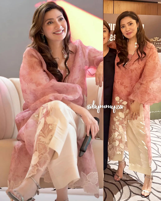 3-Piece Luxury Sheesha Silk Embroidered Suit with Satin Silk Trouser | Ready to Wear