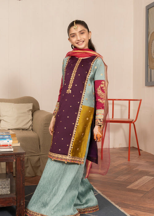 03-Piece Kids Raw Silk Suit