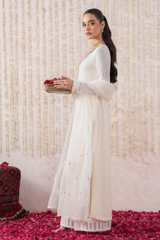 Luxury Heavy Embroidered Chiffon Formal Suit with Adda Work Neck | Ready To Wear