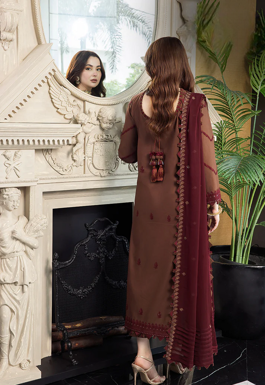 Rich Brown - 03-Piece Embroidered Lawn Suit | Ready To Wear
