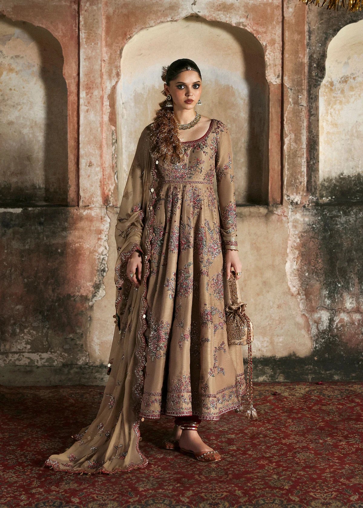 03-Piece Heavy Embroidered Korean Rawsilk With Chiffon Dupatta - Ready To Wear