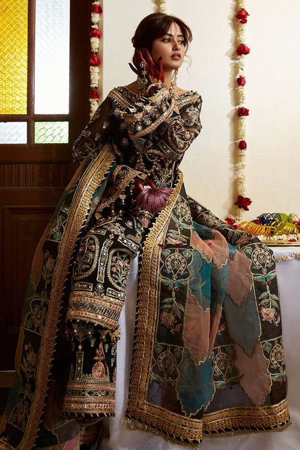 03-Piece Heavy Embroidered Embellished Organza Gharara Set - Ready To Wear
