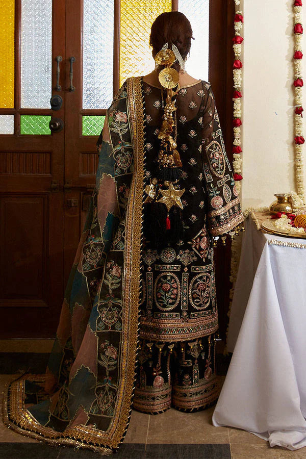 03-Piece Heavy Embroidered Embellished Organza Gharara Set - Ready To Wear