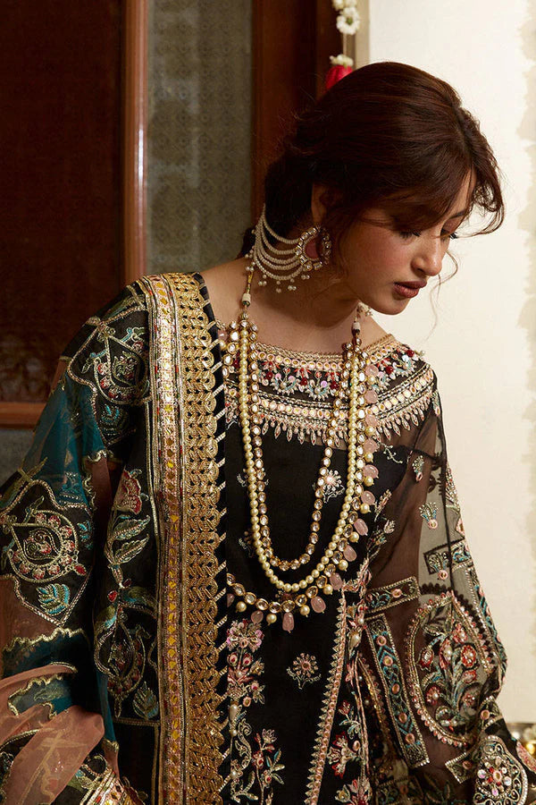03-Piece Heavy Embroidered Embellished Organza Gharara Set - Ready To Wear